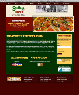 Web design web development content management drupal jquery slideshow Steffey's Pizza Lavaca Arkansas