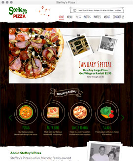 Web design web development content management drupal jquery slideshow Steffey's Pizza Lavaca Arkansas