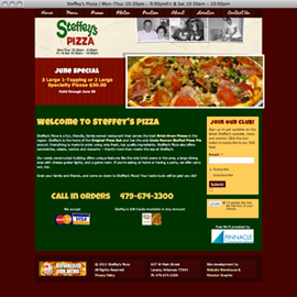 Web design web development content management drupal jquery slideshow Steffey's Pizza Lavaca Arkansas
